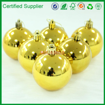 Factory direct supply 7cm golden plastic shiny hanging large Christmas ball