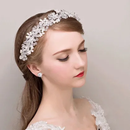 Crystal Pearl Hair Belt Wedding Bridal Hair Ornaments Hair Jewelry Decorations for Brides Wedding Hair Accessories