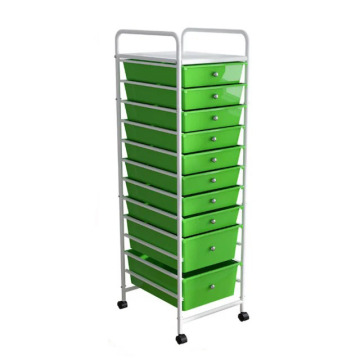 12-Tier Storage Trolley with Drawer and Wheels - Removable Bedside Rolling Cart - White - ODM Home Office