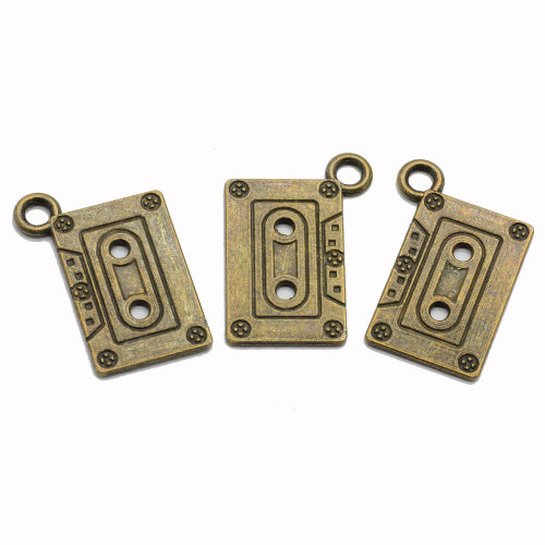 Wholesale Kawaii Mini Loose Sound Recorder Tape Shape Two Gold 100pcs for Keychains Jewelry Making Bead Charm