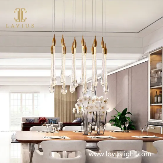 Water drop shape custom long creative chandelier Villa living room staircase custom chandelier