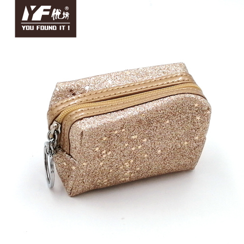 Canvas Coin Bags Glitter PU make up coin purse Factory