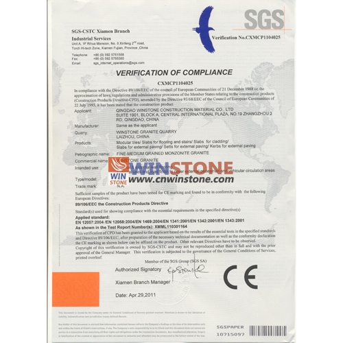 China Polished Brown/Black/Red/Grey/White Granite with CE Certificate