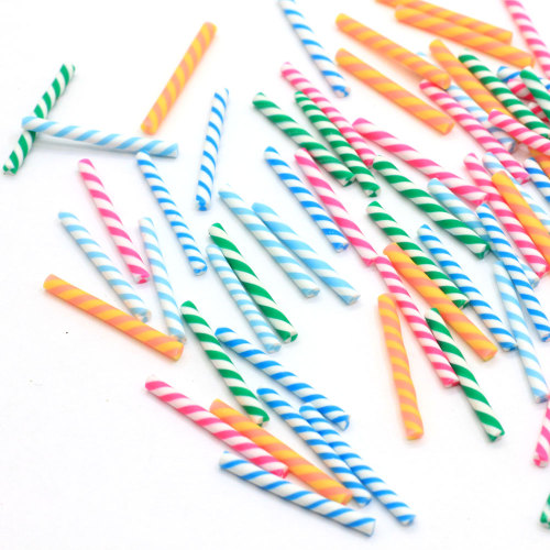 Colorful Striped Candy Stick Cheap Bulk Polymer Clay DIY Toy Decor Beads Handmade Craft Decoration Ornament Accessory