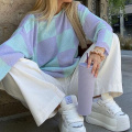 Women Vintage Oversized Color Block Sweater
