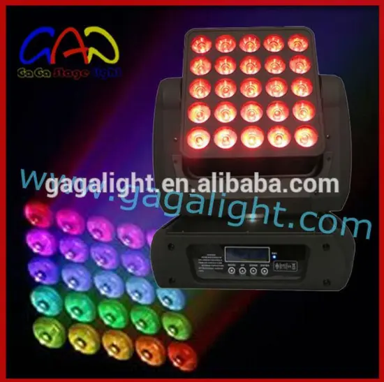 Unlimited Pan/Tilt Moving 25 (5X5) RGBW 4in1 LED Matrix Moving Head Light