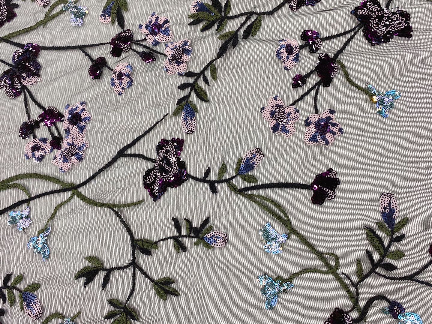 Poly Mesh Multicolor Embroidery Fabric