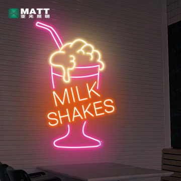 Dropshipping Custom Milk Shake Led Neon Light Sign for Coffee Shop &amp; Bar Decor