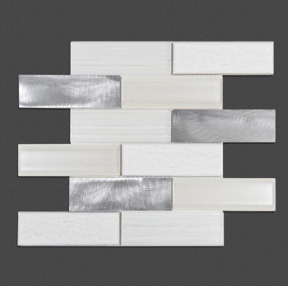 Bedroom White Glass Irregular strip Mosaic Mixed Tiles