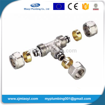 Brass Compression Fittings for Pex-Al-Pex Pipes - Equal Tee