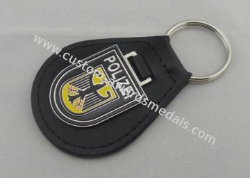 Iron Personalized Leather Keychains And Germany Polizei Leather Key Chain