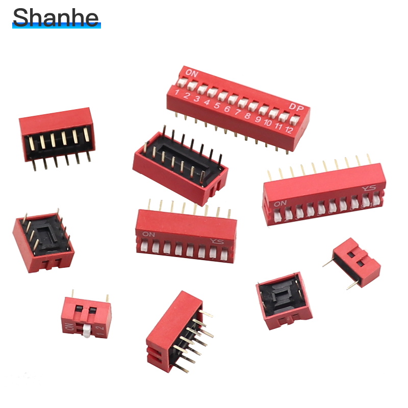 Dip Switch 1 2 3 4 5 6 7 8 10 12 Way 2.54mm Toggle Switch Red Snap Switches