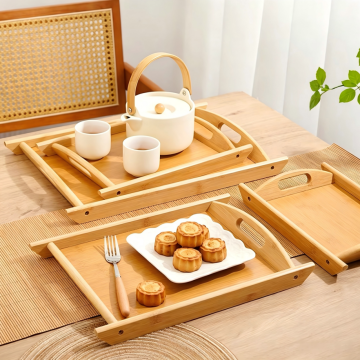 Natural Colored Serving Trays Bamboo for Living Room