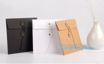 high quality kraft paper envelopes, gift brown Kraft Paper Envelope with string lock, Kraft Envelope With Button And String Clos