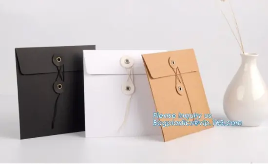 high quality kraft paper envelopes, gift brown Kraft Paper Envelope with string lock, Kraft Envelope With Button And String Clos
