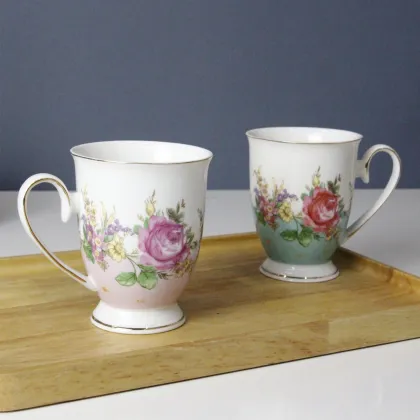 12 Oz Royal Vintage Porcelain Bone China Coffee Mug - Floral Mugs & Tea Cup Gift Ideas