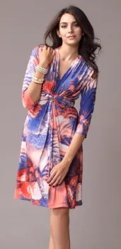 Pretty Steps 2016 wholesale hot sale newest fashion lady dress latest high quality 3/4 sleeve casual print dress