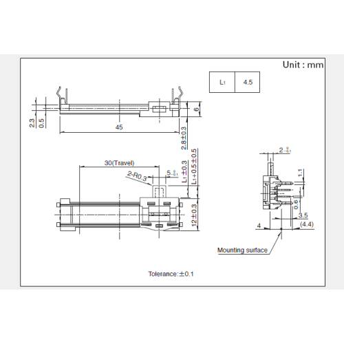 Potencjometr przesuwny serii Rs30h1