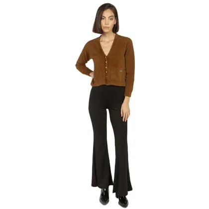 Black High Waist Flared Pants Women