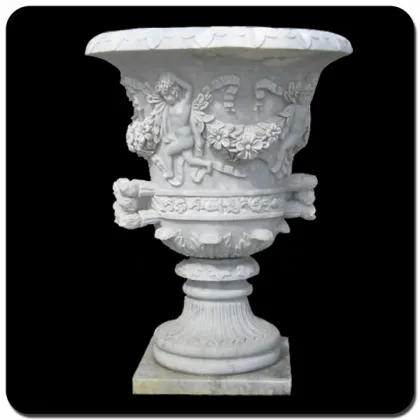 Garden decoration stone carving baby marble stone flower pot