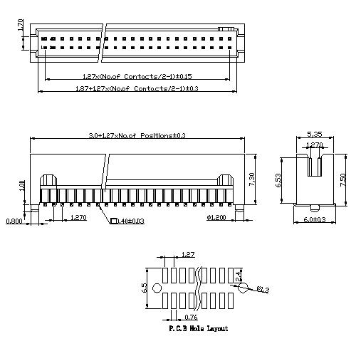 1.27 mm Box Header SMT With Post,,High Profile