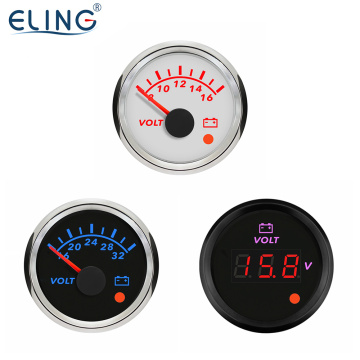ELING 52mm 12V-24V Voltmeter with 8 Color Backlight and Alarm for Vehicles