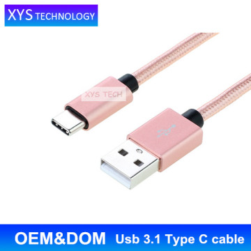 2017 hot selling Braided Data Sync Charging,Usb 3.1 Type C cable/