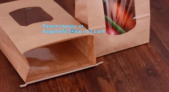 Doypack Pouch Kraft Paper Bag With Window And Zipper, Kraft paper bags with window ziplock plastic packaging for meat,pork,beef,