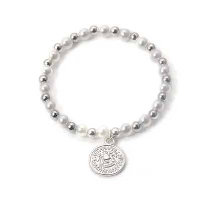 Wholesale Fashion Vintage Coin Bracelet with Pearls and Crystal Charms