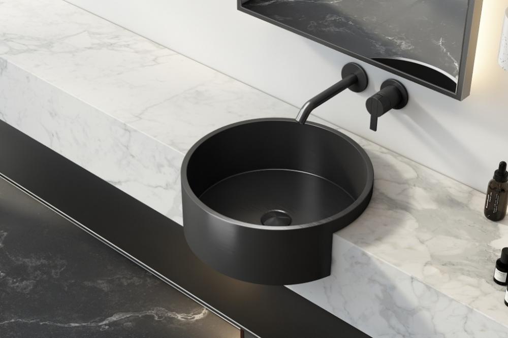 Round Black Bathroom Single Basin Wash Basin