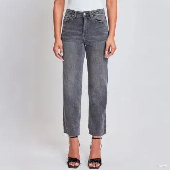 Women Grey Denim Copped Pants Basic 5 Pocket Style Jeans