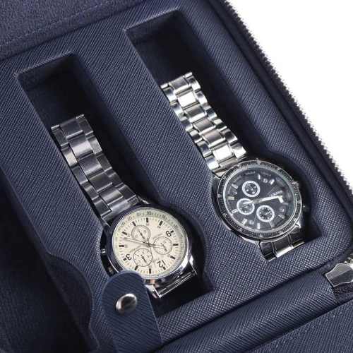 8 slot leather watch zipper organizer box