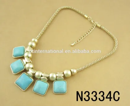 Statement Necklace, Fashion Gold Necklace, Turquoise Jewelry Necklace N3334C