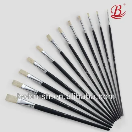 Professional pure bristle hair artists oil paint brush(flat)