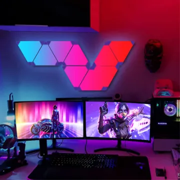 RGB Color Rhythm App-Controlled Smart LED Triangle Wall Panels - Tuya Smarter Kit (9 Panels) for Gaming