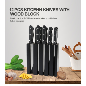 12 PCS KITCEHN KNIFE CU BLOC DE LEMNE DE FAG