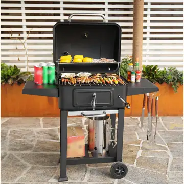 Adjustable Height Trolley Grill for Outdoor BBQ Charcoal Barbeque Grills