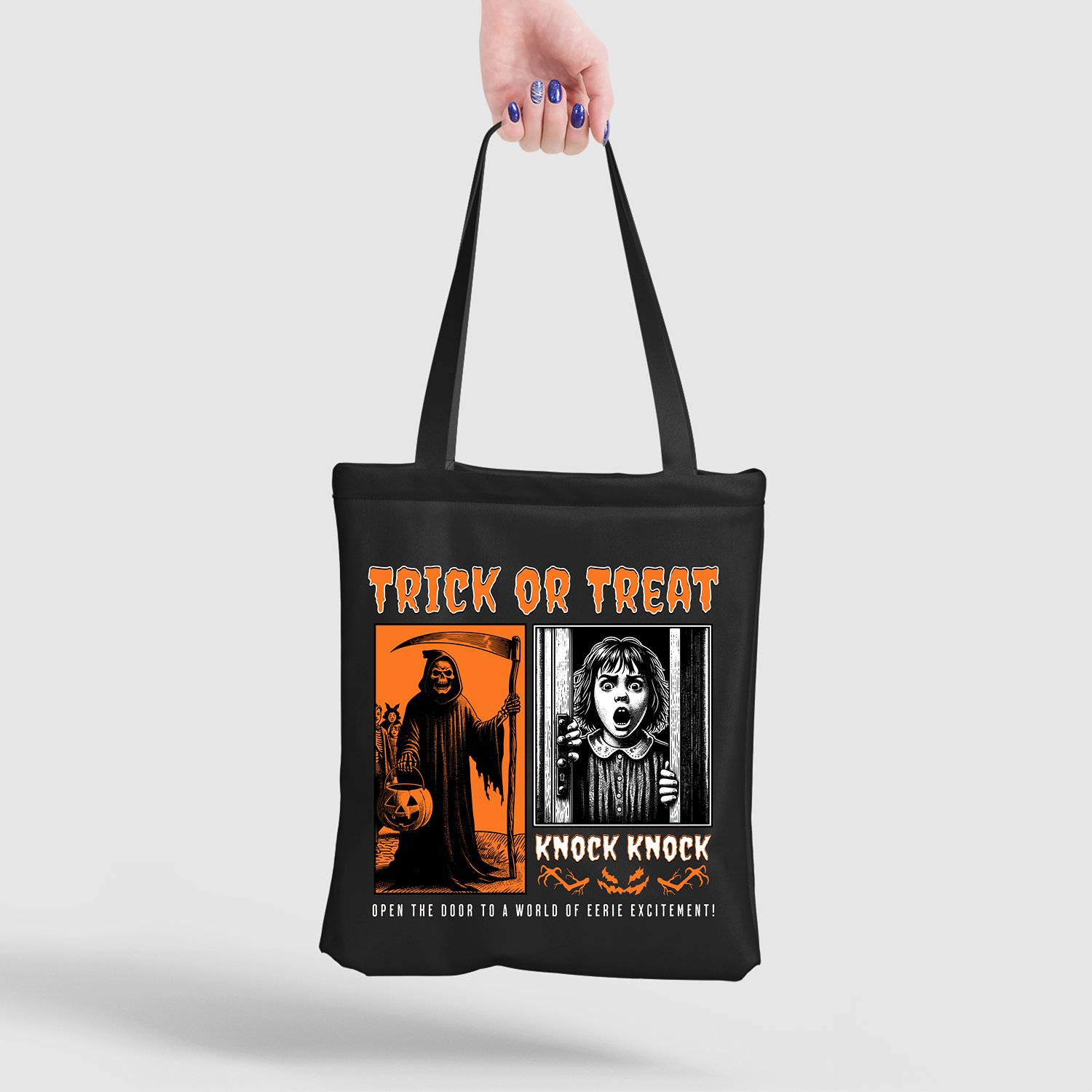 Trik Halloween atau Tugaskan Tote Tote Bag Canvas