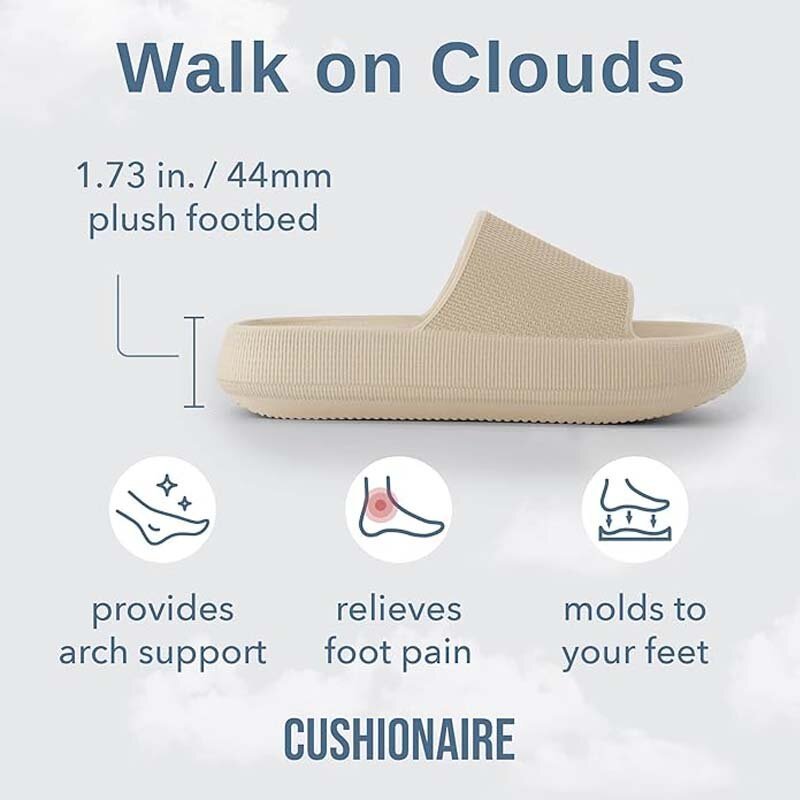 CUSHIONAIRE feather slipperscomfortable cloud pad household slippers, indoor and outdoor EVA fo