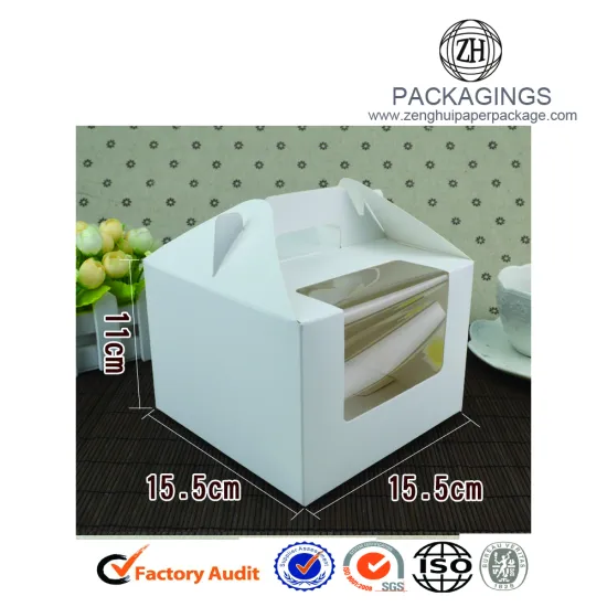 Square clear window paper cake packaging box