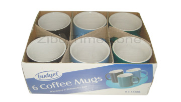 Stoneware Color Glazed Coffee Mugs-6PC Budget Set (CM612075)