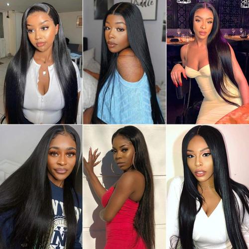 Straight Bundles Human Hair Brazilian Weaving Natural Black 3 4 Bundles Deal Virgin Hair 30 Inch Raw Hair Extensions