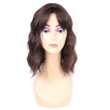 Ombre Hair Medium Bob synthetic Curly wigs With Bangs Middle Part For Women Heat Resistant Cosplay Short wave Wigs