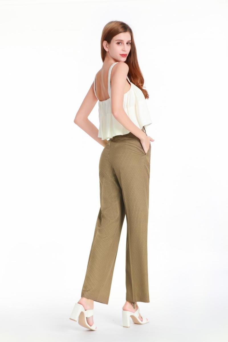 Ladies Printed Straight-leg Trousers