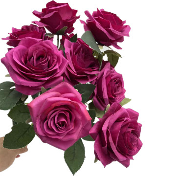 Burgundy, Black, Orange, Red, Pink Silk Rose Bunch - 10 Heads Artificial Flower Bouquet