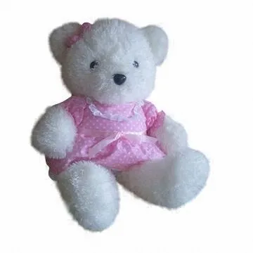 Stuffed Plush Teddy Bear with Lovely Pink One-piece Dress, Customized Sizes and Colors are Available