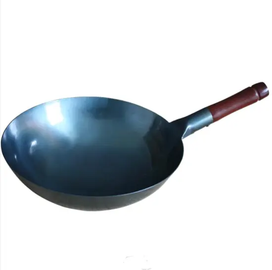wholesale hot sale chinese big wok 36CM with Wooden Handle carbon steel wok pan