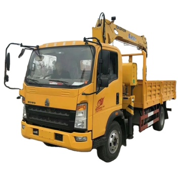 SINOTRUK Crane Truck with 4x2 and 4x4 RHD Configurations: 5T Capacity, Lorry-Mounted Crane and Grabber Platform Cage - In Stock