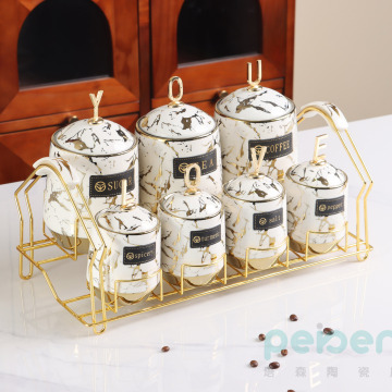 Middle East Hot Storage Tank with Lid and Shelf, 7-Piece White Marble Ceramic Sealed Tank Kit