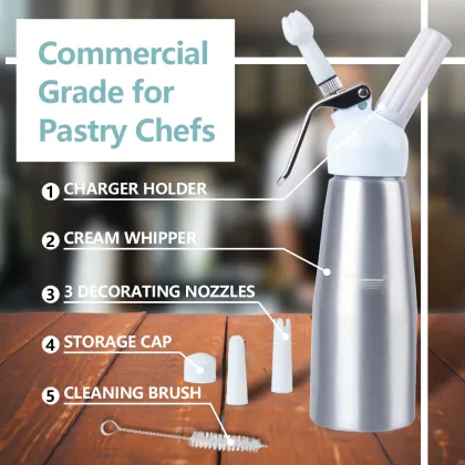 Custom LOGO Aluminium 500ML Whip Cream Dispenser with Decorating Tips